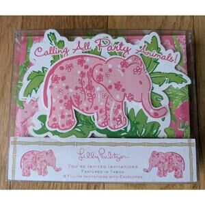 Lilly Pulitzer Stationary Party Invitations 7 Cards w/ Envelopes 5 Unused